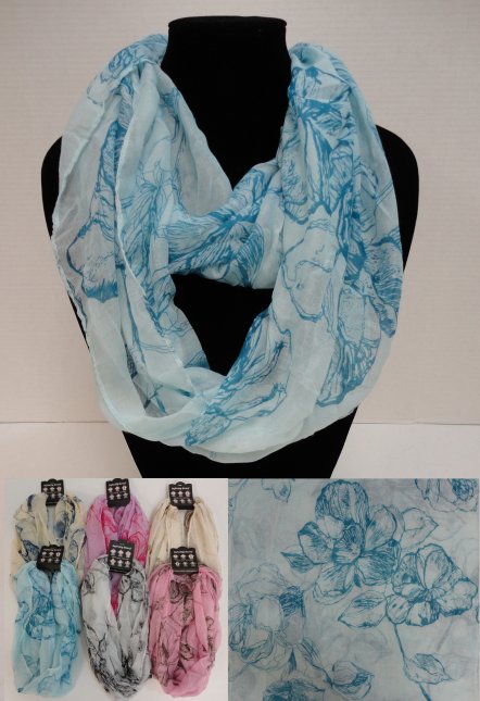 Light Weight Infinity Scarf [Lg FLOWERS]